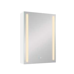 20 in. W x 30 in. H Rectangular White Frameless Aluminum LED Left Open Door Medicine Cabinet with Mirror