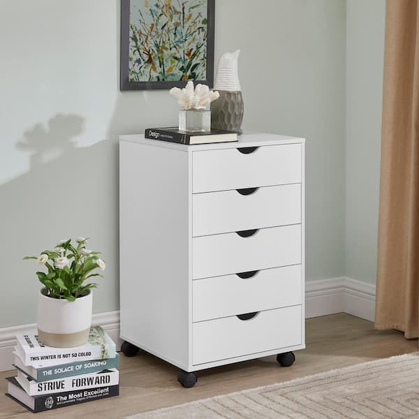 5 Drawers Office File Cabinet by Naomi Home - Color: White