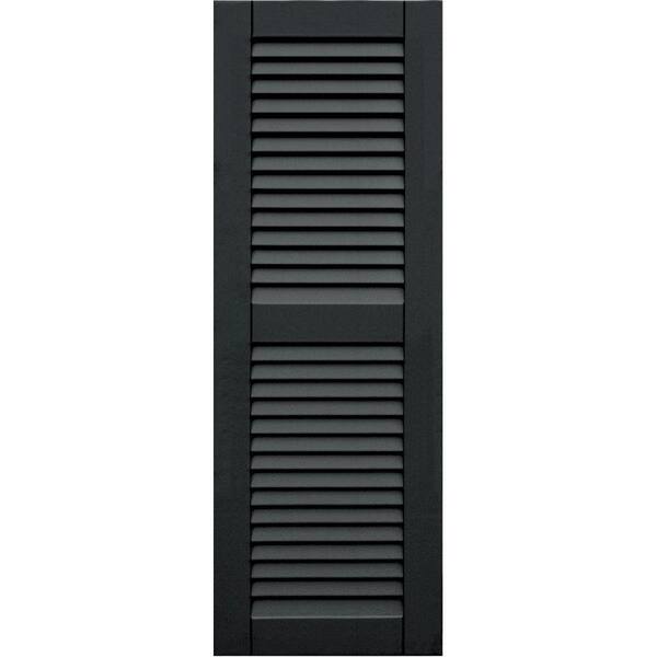 Winworks Wood Composite 15 in. x 43 in. Louvered Shutters Pair #632 Black