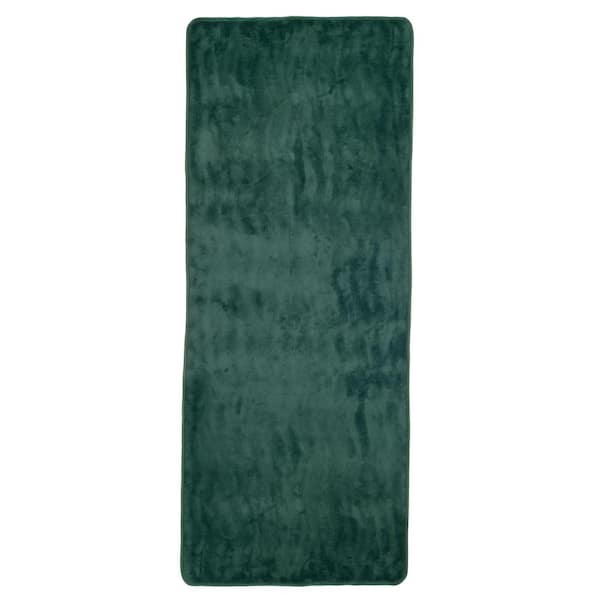 Lavish Home 24.5 in. x 60 in. Memory Foam and Microfiber Bath Mat in Green
