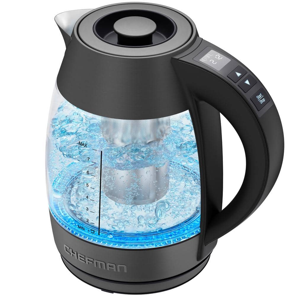 Chefman Digital Electric Glass Kettle, Matte Black, 1.8L RJ1117TCTI