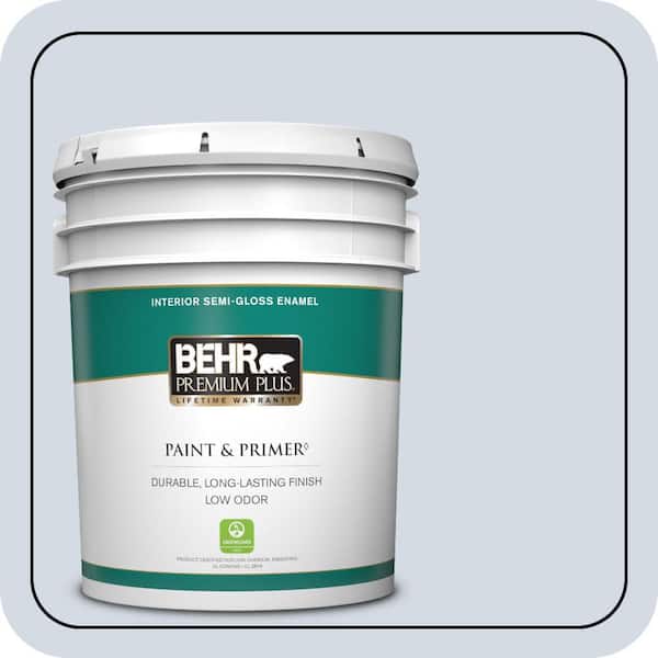 BEHR PREMIUM PLUS 5 gal. #610E-3 Drowsy Lavender Semi-Gloss Enamel Low Odor Interior Paint & Primer