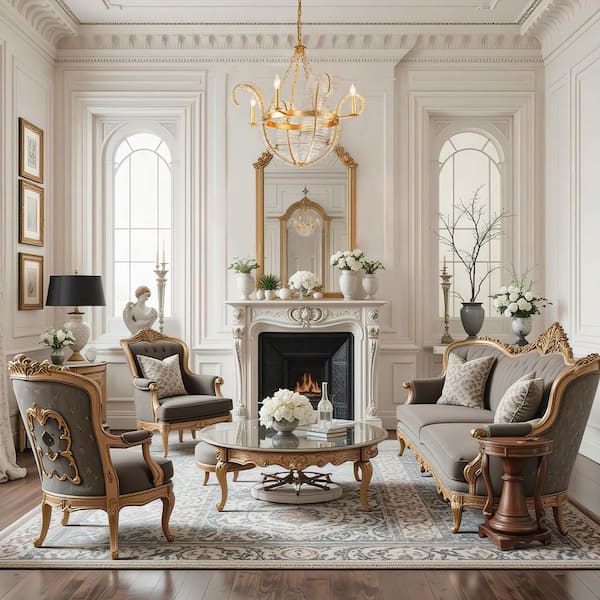 Auro Luxury 4-Light Gold Classic Empire Style Adjustable Chain Chandelier with Crystal Shade for Foyer