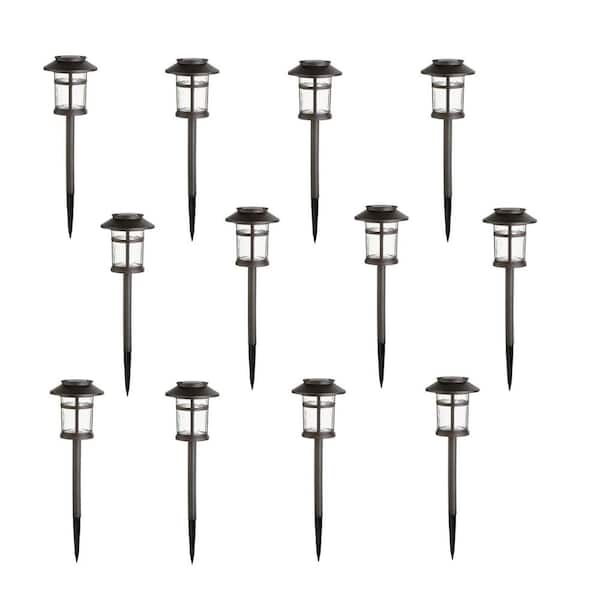 Hampton Bay Duncan 10 Lumen Bronze LED Weather Resistant Outdoor Solar Path Light with Plastic Lens (12-Pack)