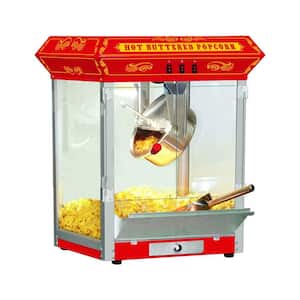8 oz. Red Countertop Hot Oil Popcorn Machine with Measuring Cup, Measuring Spoon, Popcorn Scoop and Seasoning Shaker