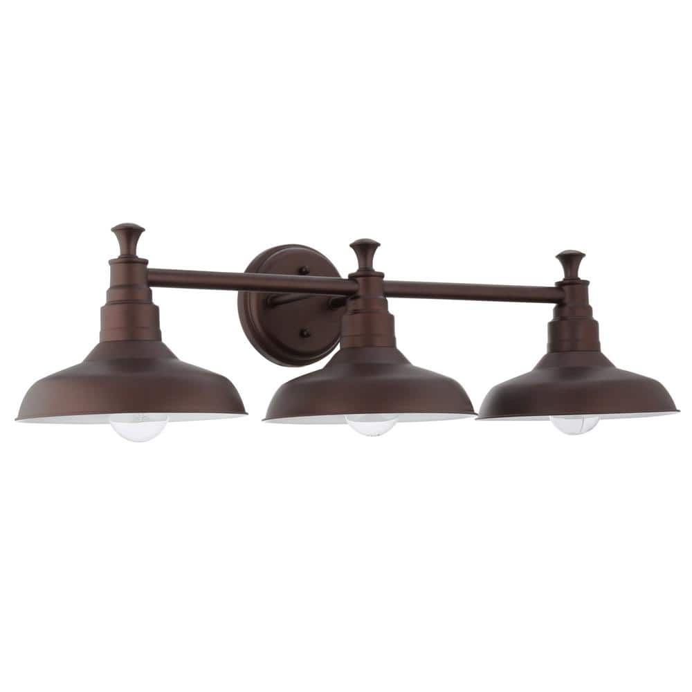 Kimball Textured Coffee Bronze 3-Light Industrial Vanity Light