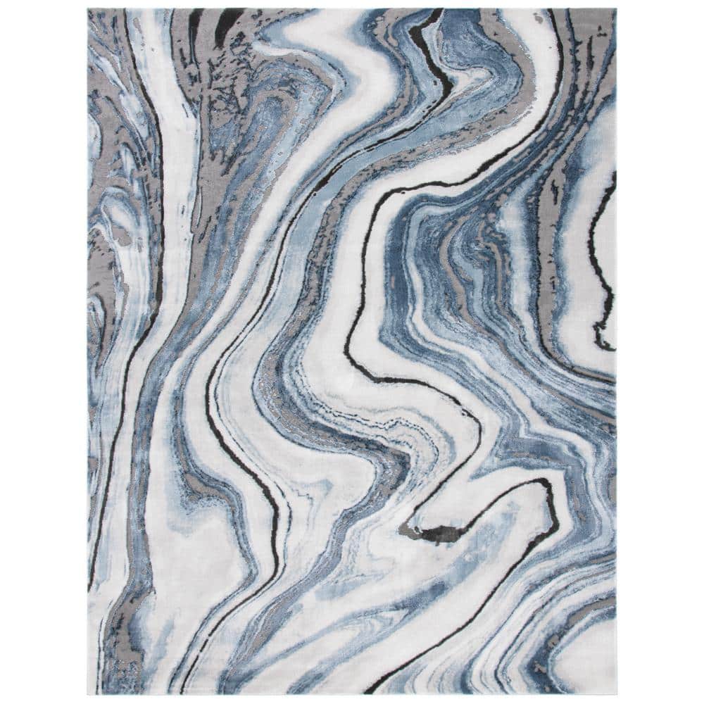 SAFAVIEH Craft Blue/Gray 11 ft. x 14 ft. Marbled Abstract Area Rug ...