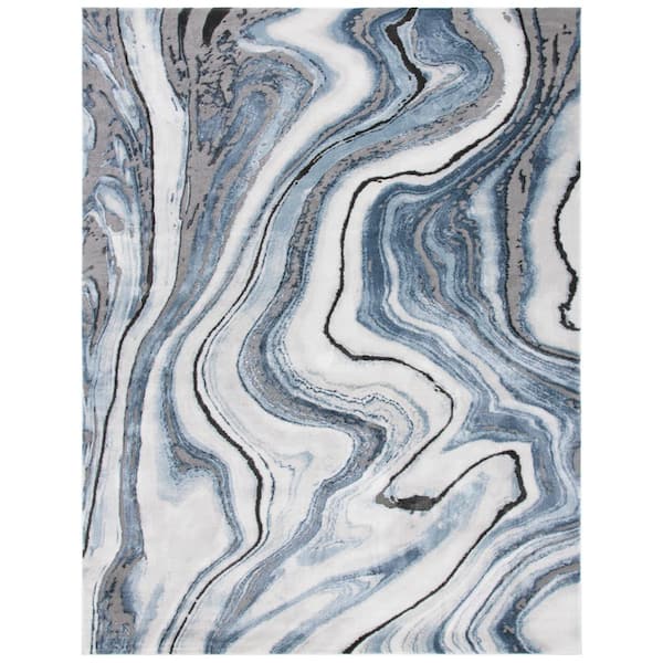 SAFAVIEH Craft Blue/Gray 11 ft. x 14 ft. Marbled Abstract Area Rug