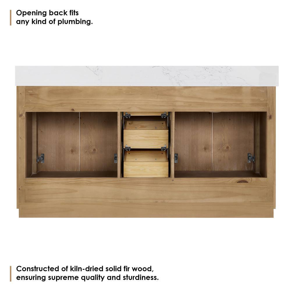 Bellavia 60" Weathered Fir Wood Vanity with Stone Top and Mirror