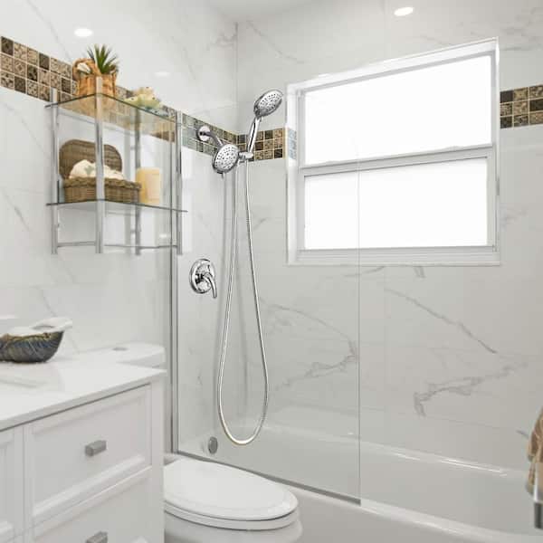 4.7 in. Single Handle 5-Spray Shower Faucet Kit Handheld Combo with Valve 1.8 GPM Adjustable Dual Shower Heads in Chrome