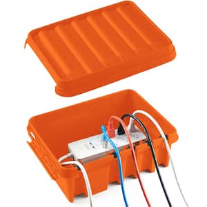 The Original Weatherproof Connection Box - Large Indoor and Outdoor Electrical Power Cord Enclosure - Orange