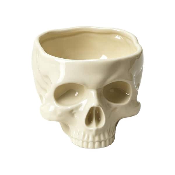 17 fl. oz. Ceramic Skull Halloween Bowl, Multi Purpose Skeleton Bowl for Halloween Decor