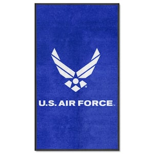 Blue 3' x 5' U.S. Air Force High-Traffic Indoor Mat with Durable Rubber Backing Tufted Solid Nylon Rectangle Area Rug