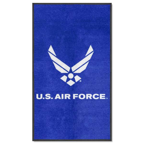 FANMATS Blue 3' x 5' U.S. Air Force High-Traffic Indoor Mat with Durable Rubber Backing Tufted Solid Nylon Rectangle Area Rug