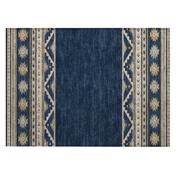 Chantille Machine Washable Indoor/Outdoor Abstract ACN3075 Navy 3 ft. x 4 ft. Area Rug