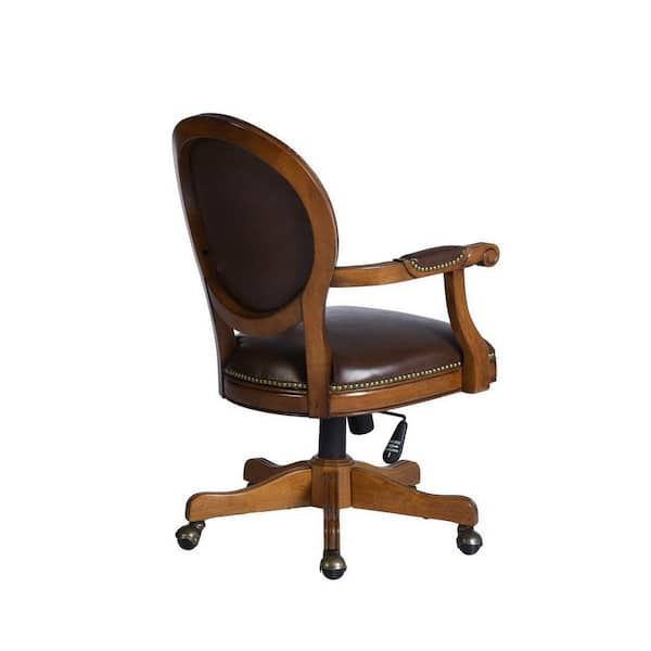 Tufted Brown Leather Adjustable Executive Office Chair- Casters