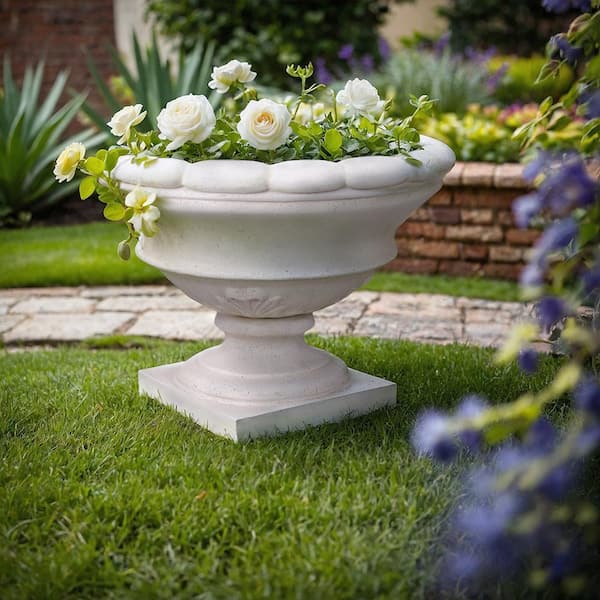 White Cast Aluminum Planter Amazon.com: JJ Gifts White Flower Pot