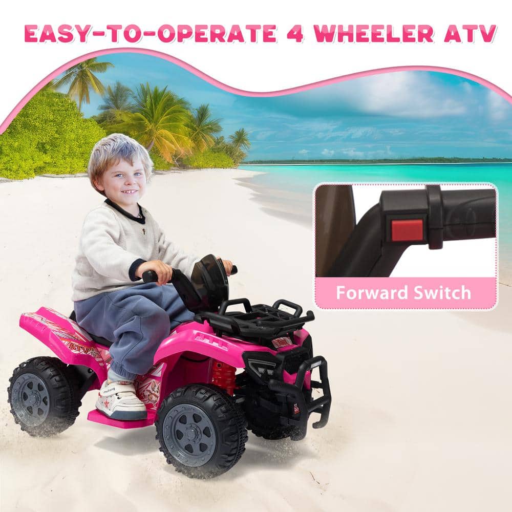 6V Pink All-Terrain Kids Quad with Music and Horn
