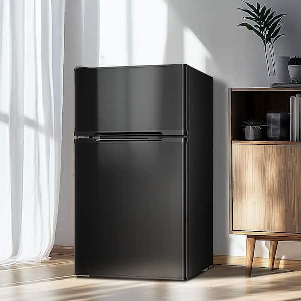 Classic 19.37 in. 3.1 cu. ft. 2-Door Mini-Refrigerator in Black with Compact Freezer Low Noise