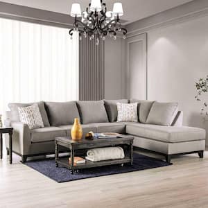 Axyl 122 in. W Polyester L-Shaped Sectional in Gray