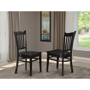 Black Wooden Seat Slat Back Dining Chair (Set of 2)