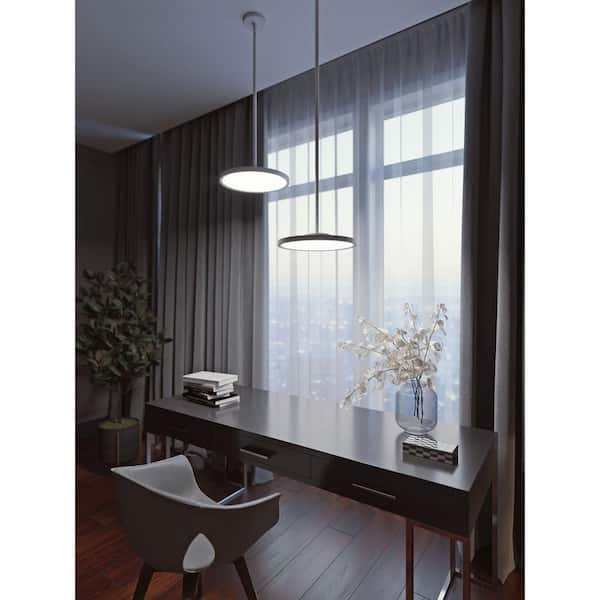 AFX Edge Round Large Integrated LED Black Shaded Pendant with