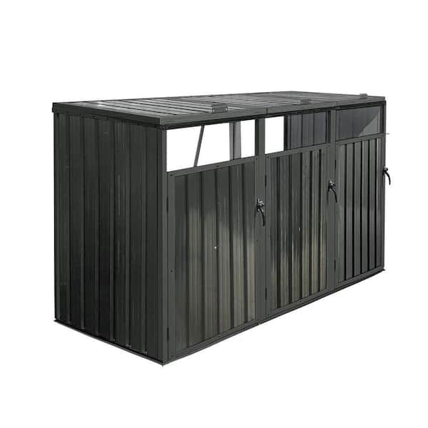 7.28 ft. W x 2.68 ft. D Black Metal Garbage Bin Shed (19.53 sq. ft. )