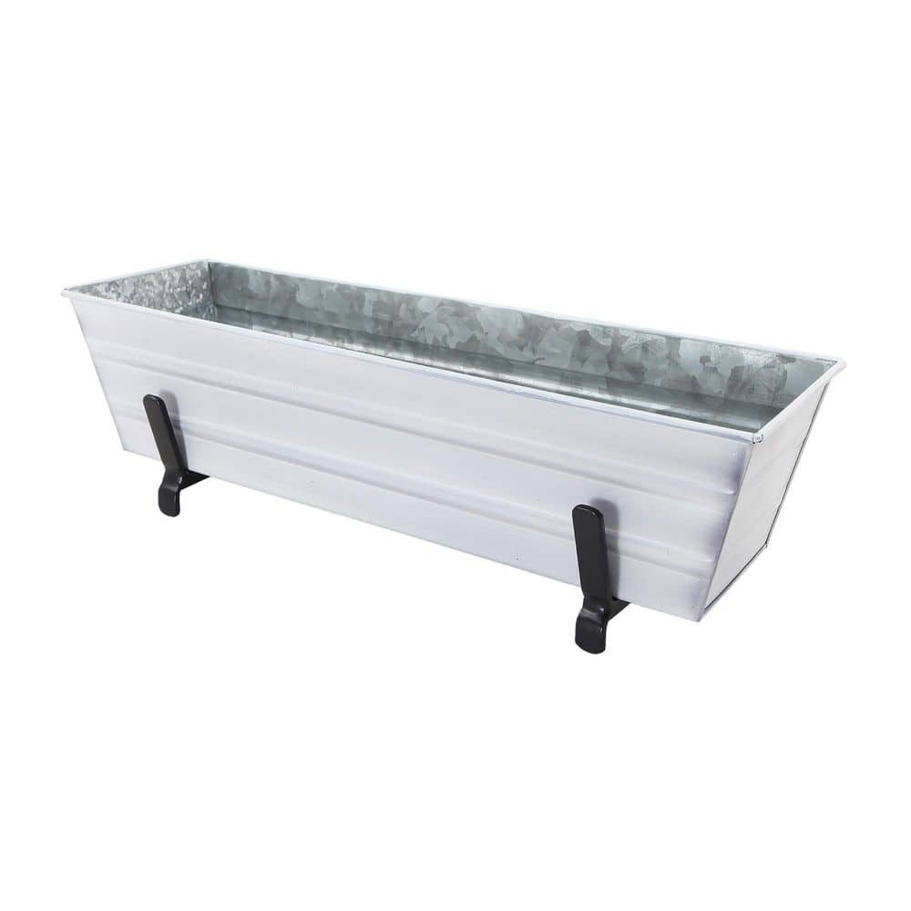 Small Galvanized Steel Flower Box Planter With Brackets for 2 x 6 Railings, 22 Inch Wide, Cape Cod White price history on PriceWatchPro