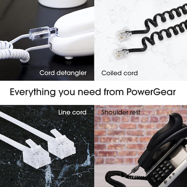 Power Gear 15 ft. Telephone Line Cord with Modular Plugs, White 76192 - The  Home Depot