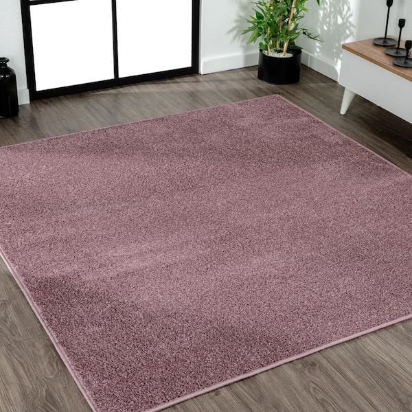 JONATHAN Y Haze Solid Low-Pile Light Purple 9 ft. x 9 ft. Square Area Rug