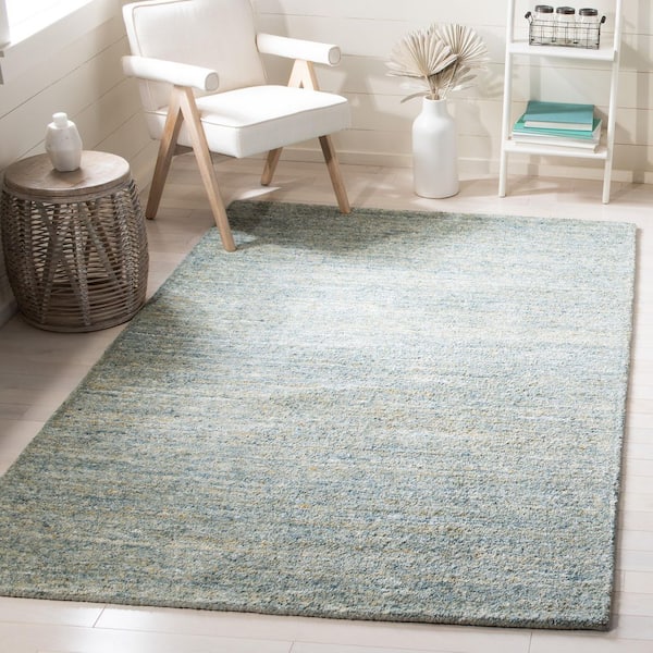 Himalaya Blue/Olive 5 ft. x 8 ft. Solid Color Area Rug