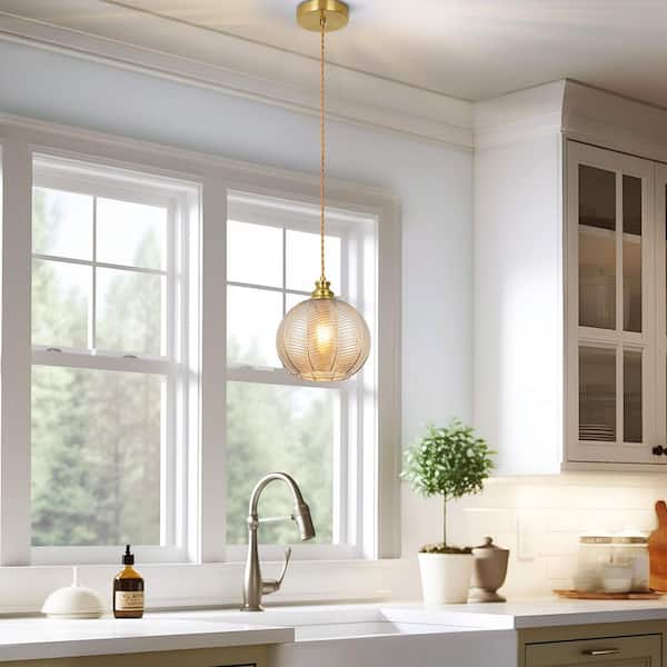 Henveton Jasslynn 1-Light Amber Pendant Light with Leaf Shape