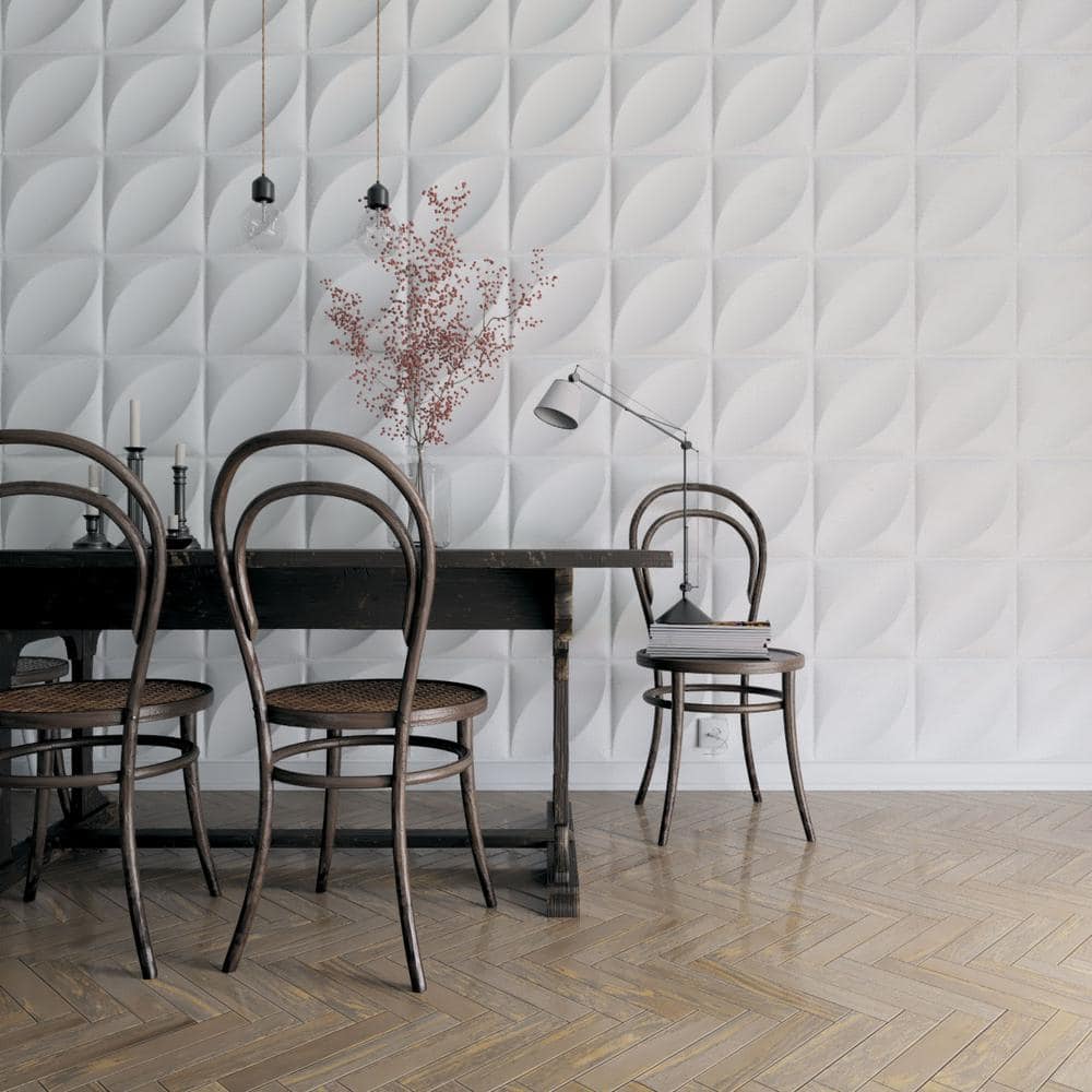 White Textured 3D PVC Decorative Wall Panel 11 7/8" x 11 7/8"