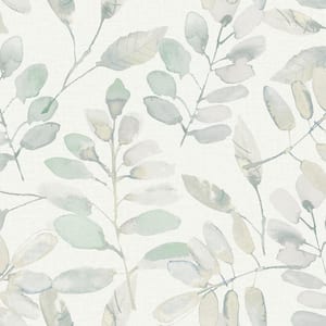 White Fable Leaf Peel & Stick Wallpaper