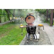 22 in. Kamado Dual Fuel Charcoal/Gas Grill in Black with Cover, Gas Burner Kit, Cart, Shelves, Lava Stone, Ash Drawer