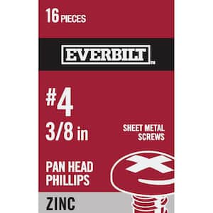 #4 x 3/8 in. Phillips Pan Head Zinc Plated Sheet Metal Screw (16-Pack)