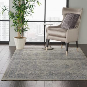 Malta Ivory/Blue 5 ft. x 8 ft. Traditional Area Rug