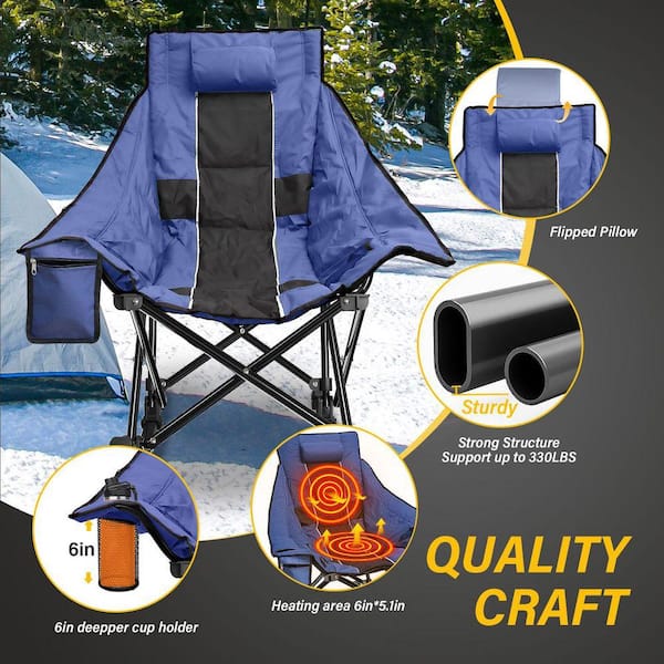 SEEUTEK Heated Camping Rocking Chair, Dual-Zone 3-Level Heated