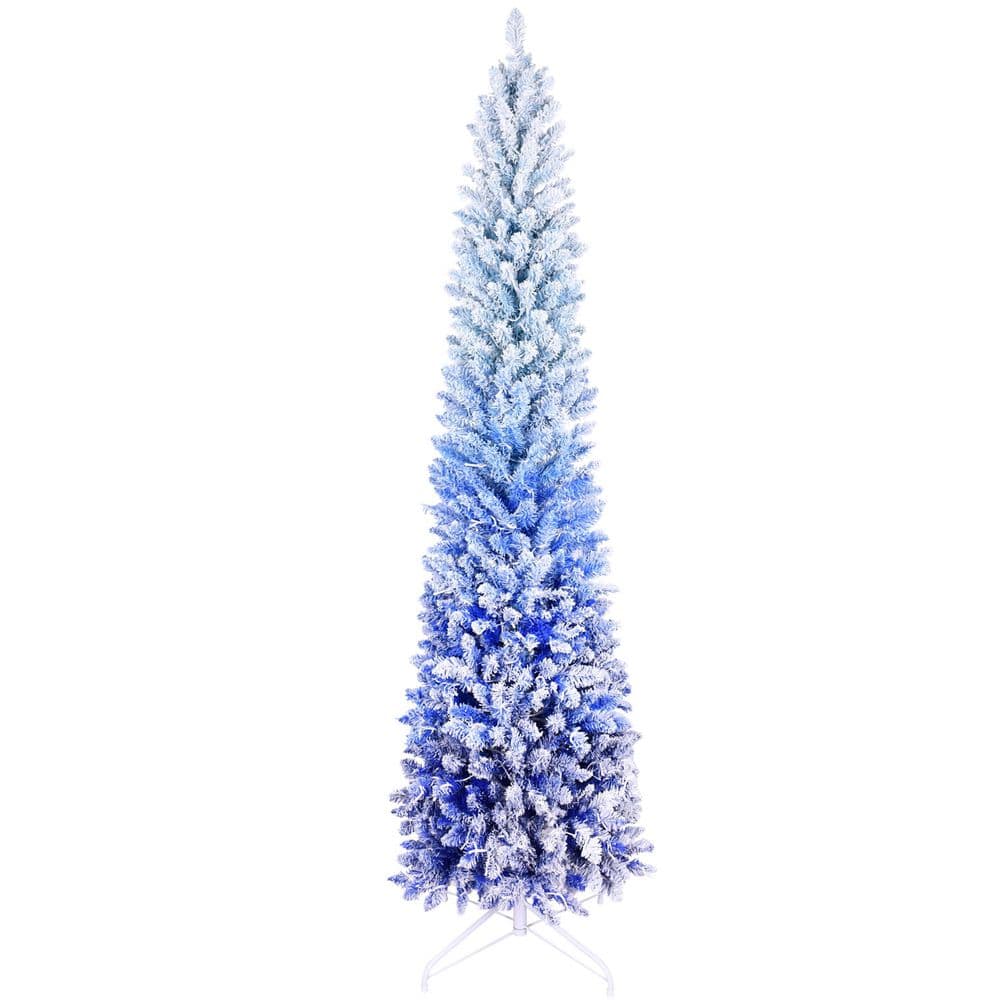 84 in. H Blue Artificial Christmas Tree with 300 Warm White LED Lights, 725 Tips, Hinged Branches (1-Pack) price history on PriceWatchPro