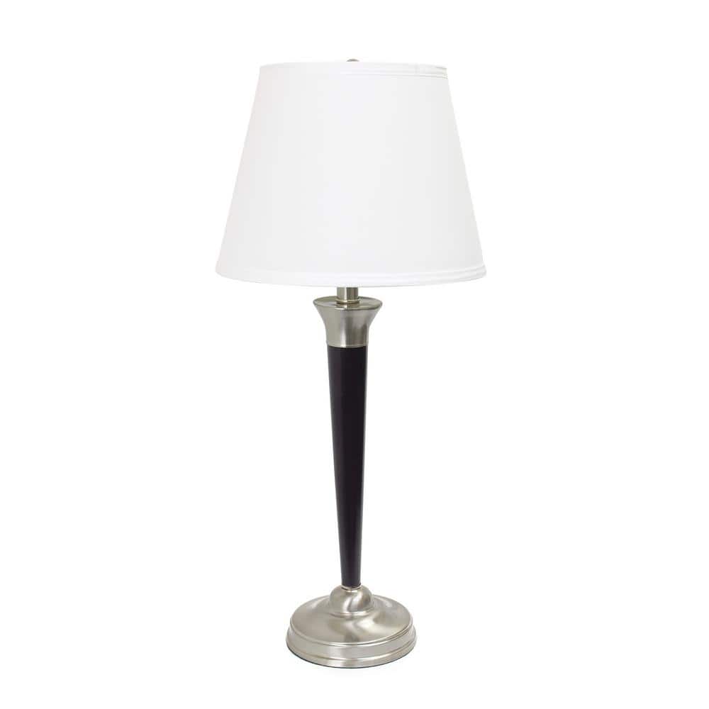 Malbec Black and Brushed Nickel 3-Piece Lamp Set with Cream Shades