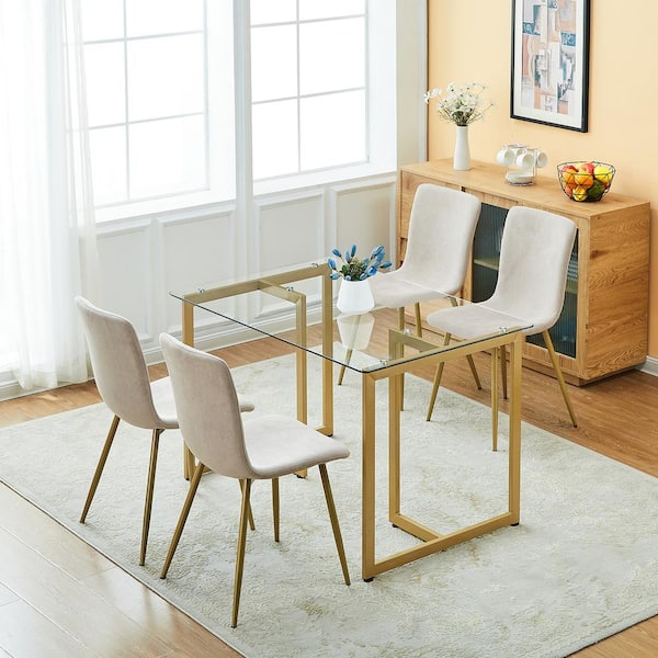 Scargill Beige Textured Fabric Upholstered Dining Chairs (Set of 4)