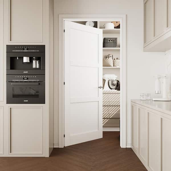 36 in. x 80 in. 3-Lite Paneled Blank Solid Core Composite Manufacture Wood White Primed Interior Door Slab