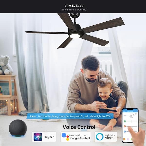 Aspen 56 in. Dimmable LED Indoor/Outdoor Black Smart Ceiling Fan with Light and Remote, Works with Alexa/Google Home