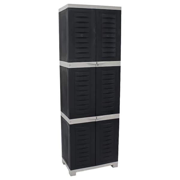 Lockable Storage 23.25 in. W x 72 in. H x 13.75 in. D Adjustable 4-Shelf Polypropylene Freestanding Cabinet in Gray