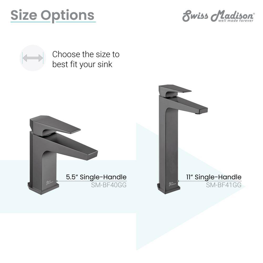 Gunmetal Gray Single-Handle Brass Bathroom Faucet