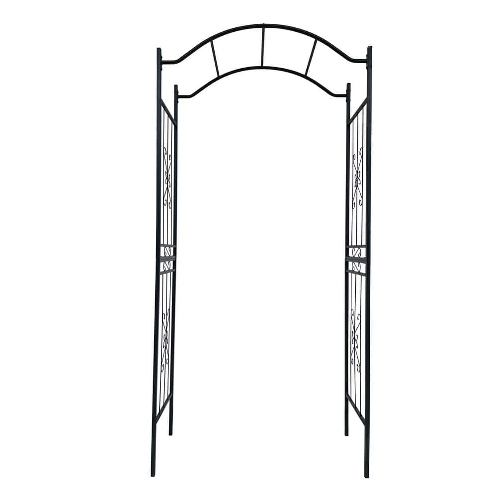 Metal Garden Arch - Black Powder-Coated Climbing Plants Support Arch for Ou