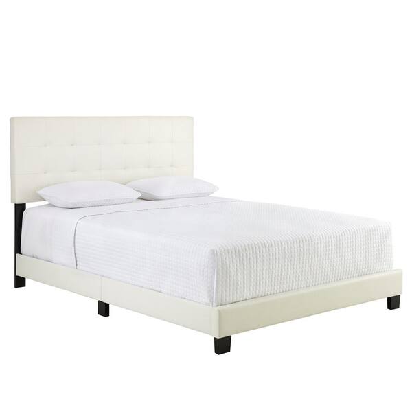 Rest Rite Channing White Queen Tufted, White Tufted Platform Bed Queen