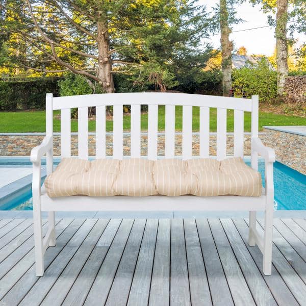 Classic Accessories 54 in. W Rectangular Outdoor Patio Bench Cushion in Soft Beige Stripe 62 266 010301 EC The Home Depot