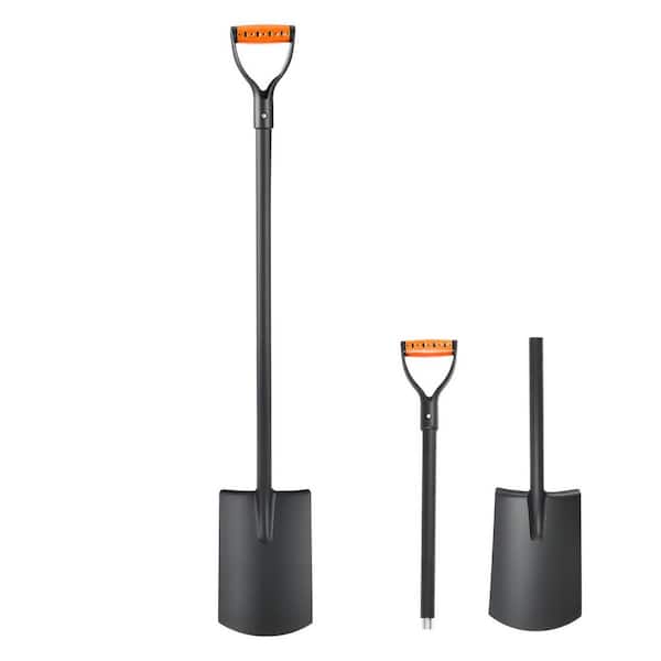 48 in. Heavy-Duty Square Shovel with Flat Blade, Alloy Steel, D-Handle, Detachable for Garden, Construction, Snow Use