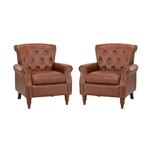 Acoetes Brown Armchair with Nailhead Trim (Set of 2)